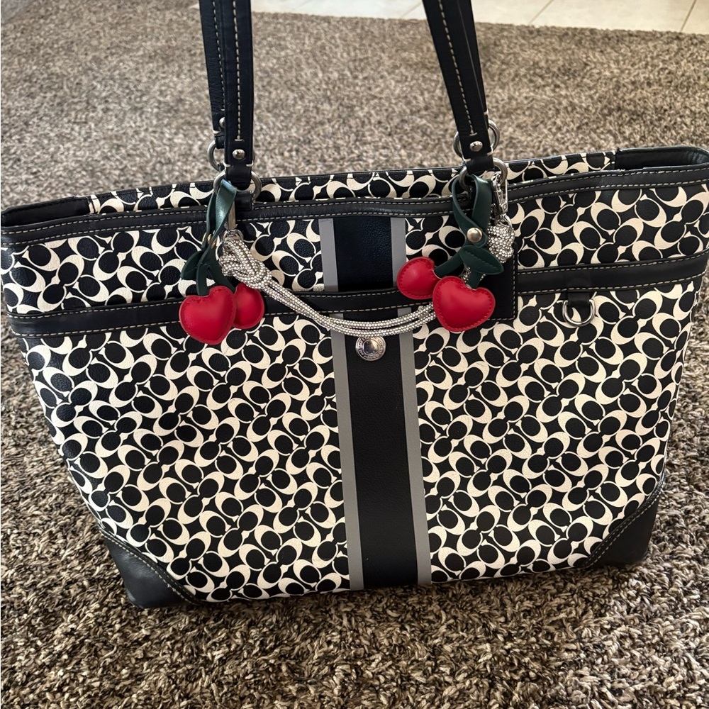 Coach Black and White diaper diaper bag / tote bag